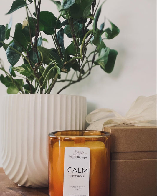 100% Natural Soy Aromatherapy Candle || Calm Essential Oil Blend| Citrus & Earthy Notes | 300ml, 200ml or 100ml | Amber Glass Jar